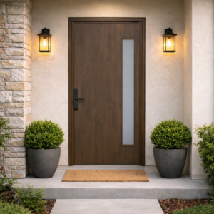 PUERTA PIVOTANTE CON VIDRIO FIJO/CERRADURA BASICA ELECTRONICA