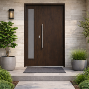 PUERTA RESIDENCIAL LISA 49 CAOBA CON POSTIGO FIJO